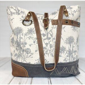 Womens Floral Pattern Tote Bag | Made from Leather Rug and Canvas| Perfect Gift